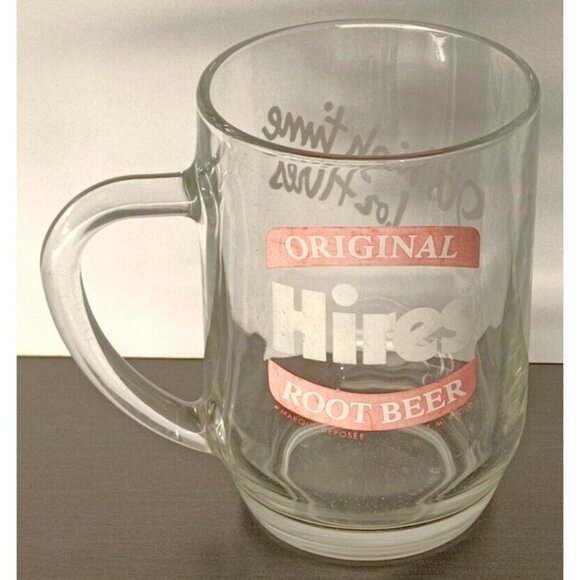 Vintage Original Hires Root Beer Clear Glass Mug Stein France 5 Inch Tall - Picture 1 of 7